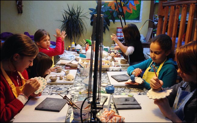 children's clay modelling class