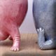pink and blue hippo figurines