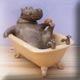 hippo taking a bath sculpture