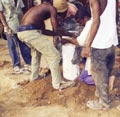 the plaster mould being unearthed while still hot