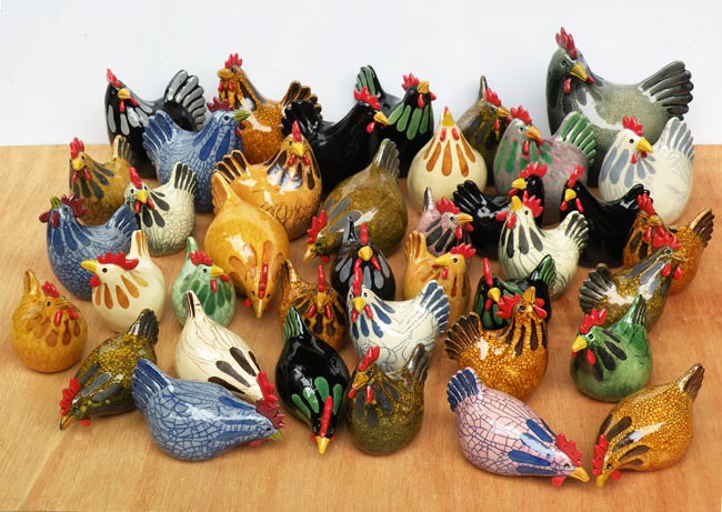 poules céramiques